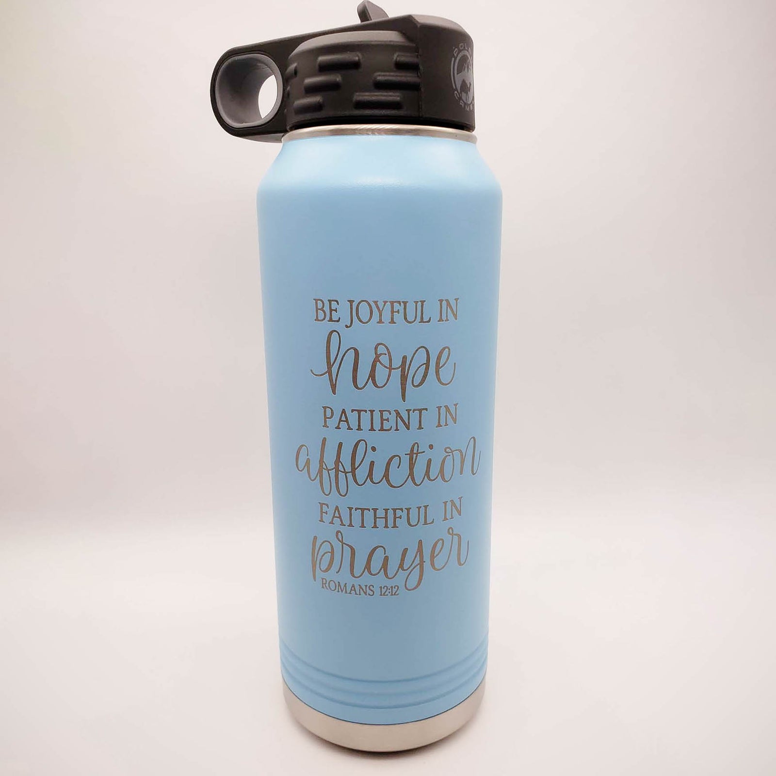 Be Joyful in Hope Romans 12:12 Engraved Polar Camel 32oz Light Blue - Sunny Box
