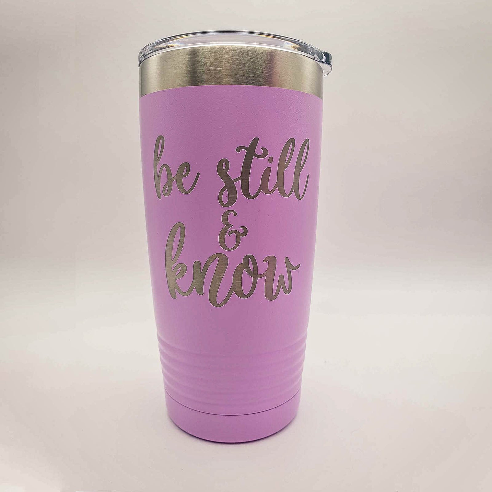 Be Still and Know - Psalms 46:10 Bible Verse - Engraved Polar Camel 20oz Light Purple Tumbler - Sunny Box