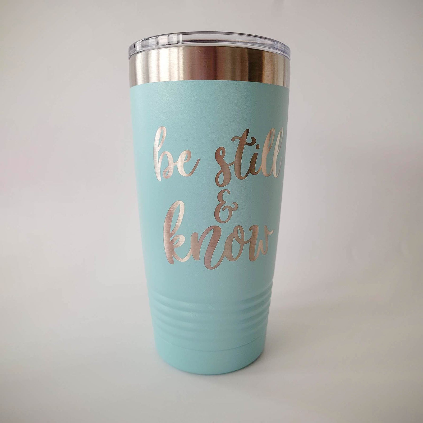 Be Still and Know - Psalms 46:10 Bible Verse - Engraved Polar Camel 20oz Teal Tumbler - Sunny Box
