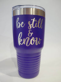 Be Still and Know - Psalms 46:10 Bible Verse - Engraved Polar Camel 30oz Purple Tumbler - Sunny Box