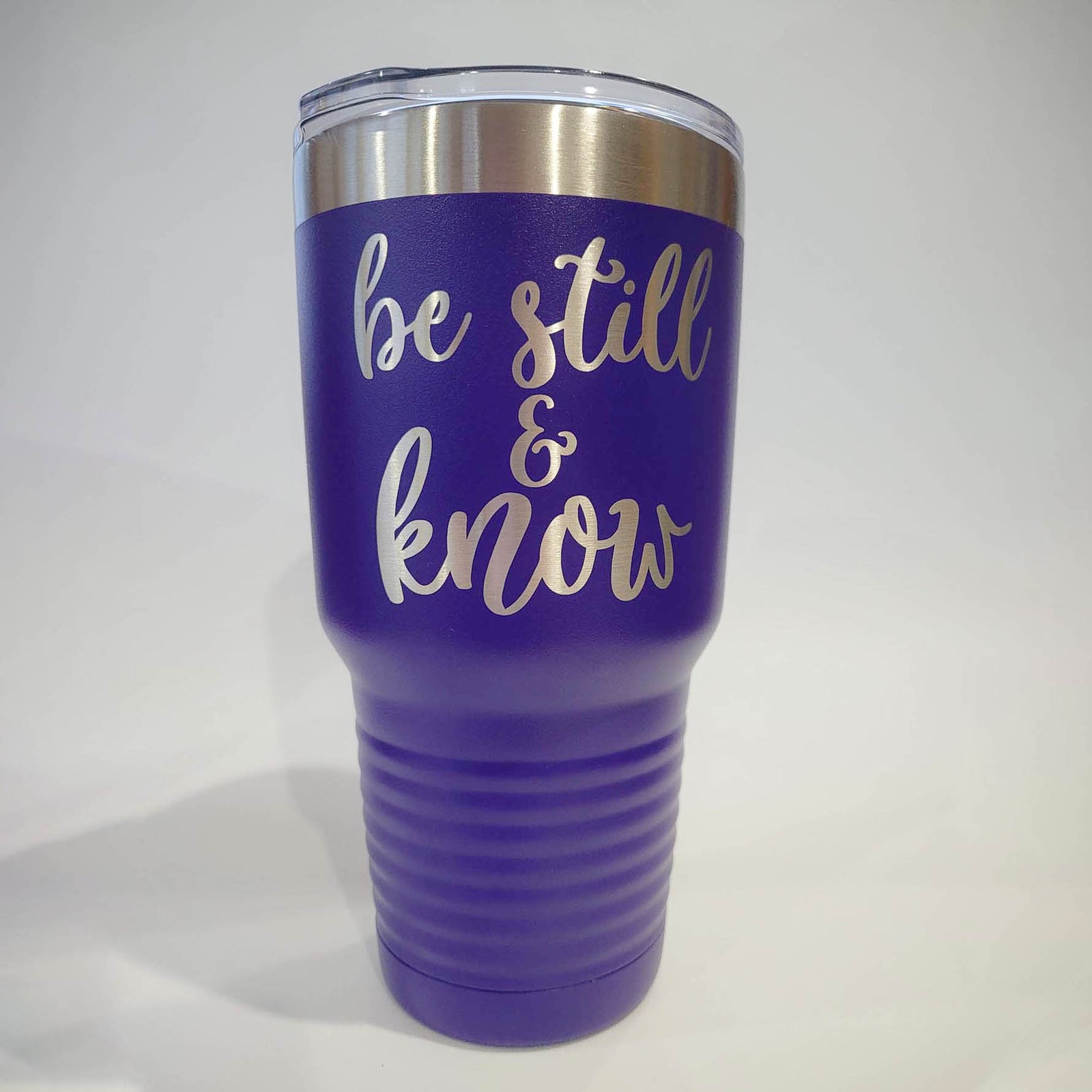 Be Still and Know - Psalms 46:10 Bible Verse - Engraved Polar Camel 30oz Purple Tumbler - Sunny Box