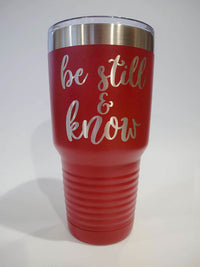 Be Still and Know - Psalms 46:10 Bible Verse - Engraved Polar Camel 30oz Red Tumbler - Sunny Box