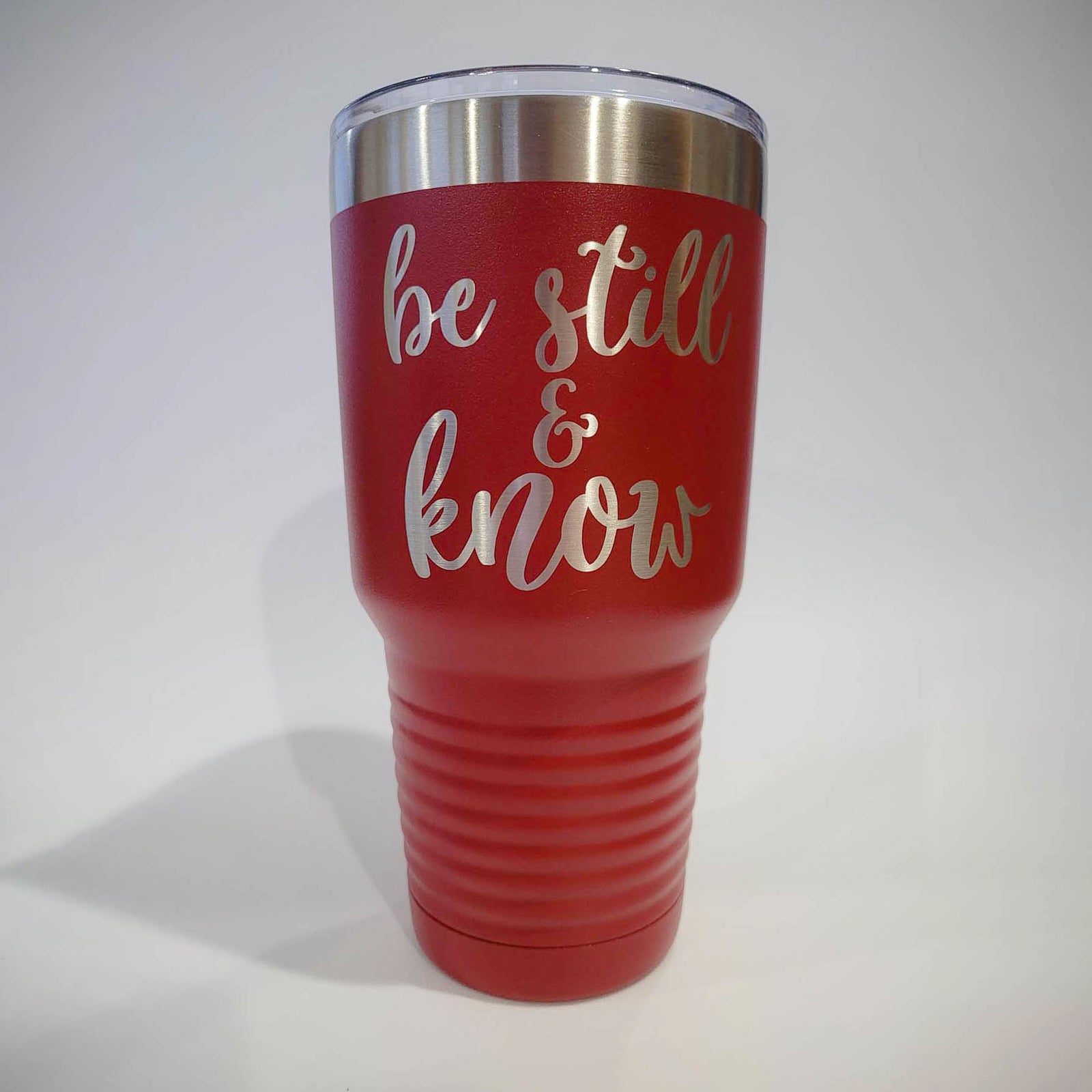 Be Still and Know - Psalms 46:10 Bible Verse - Engraved Polar Camel 30oz Red Tumbler - Sunny Box