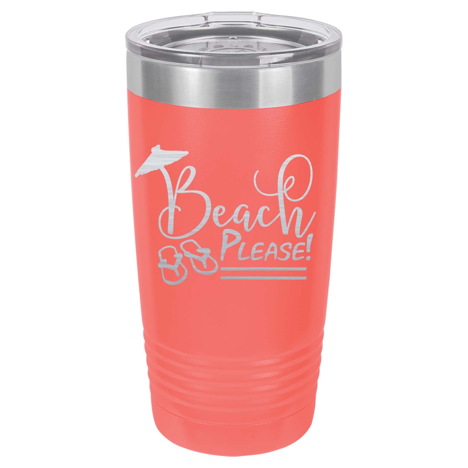 Beach Please Engraved 20oz Coral Polar Camel Tumbler - Sunny Box