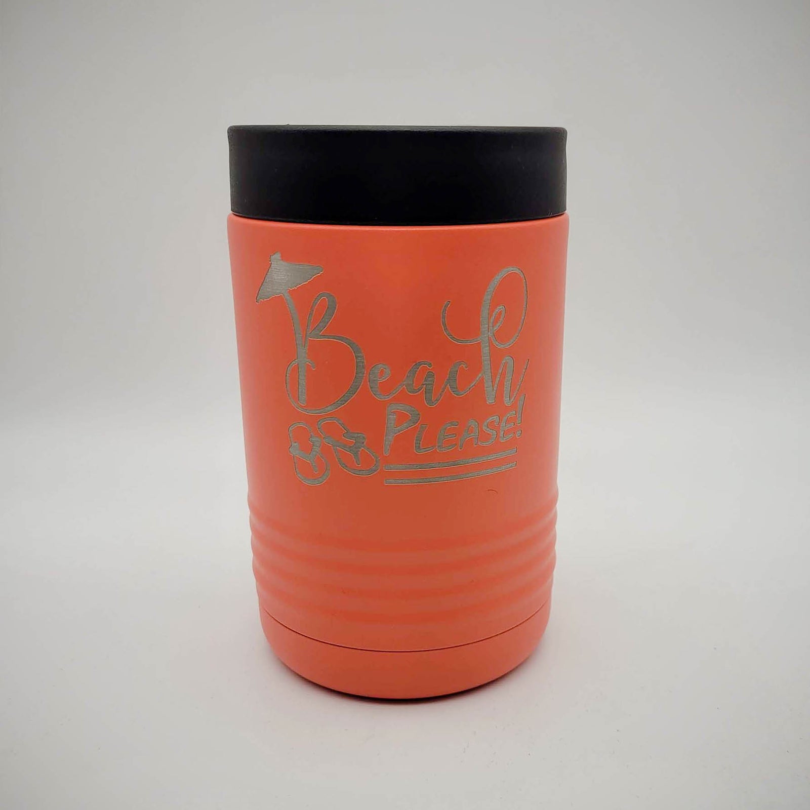 Beach Please Engraved Can Cooler Colster - Polar Camel Coral Sunny Box