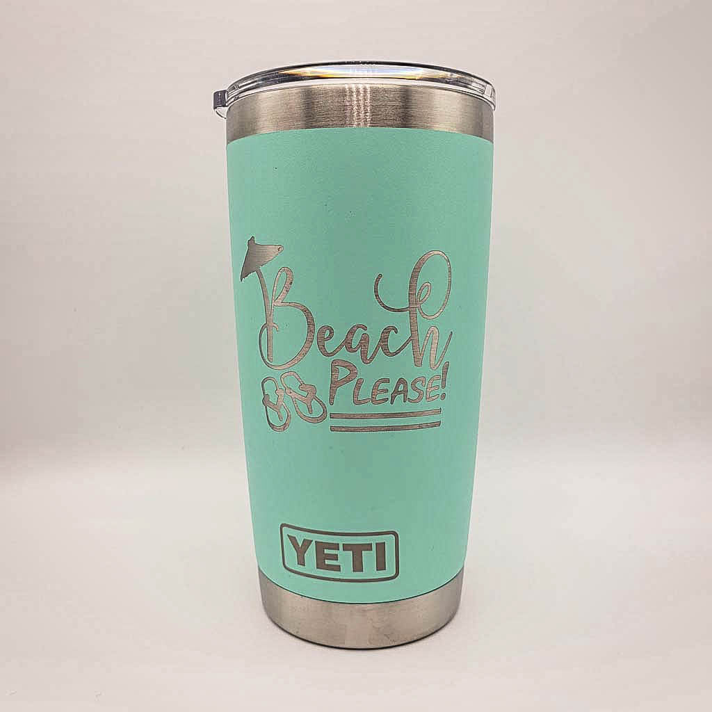 Beach Please - Engraved YETI Tumbler