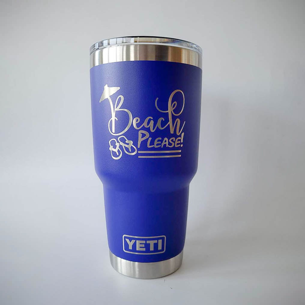 Beach Please - Engraved YETI Tumbler