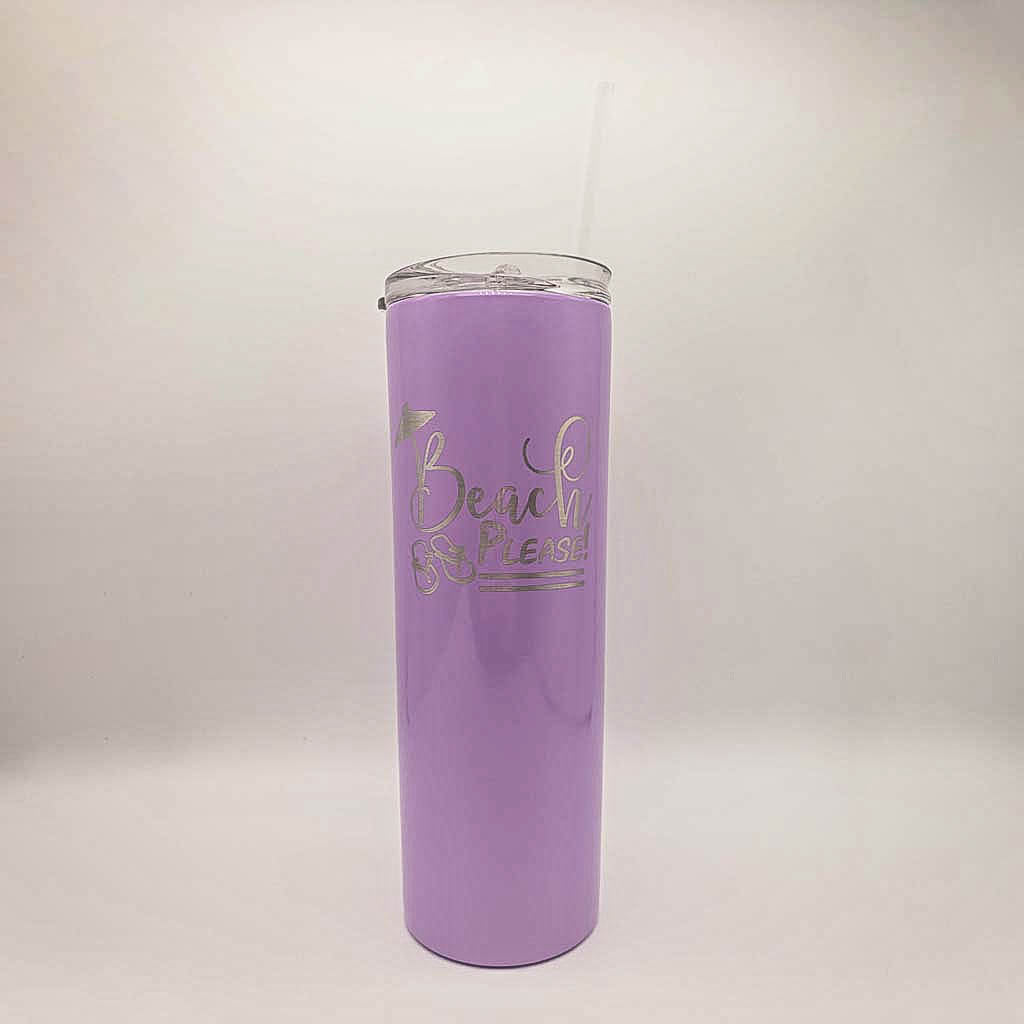 Beach Please Engraved 20oz Skinny Tumbler - Sunny Box