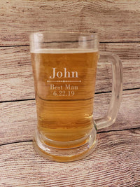 Engraved Glass Beer Mug by Sunny Box