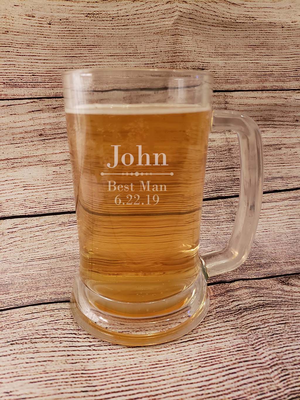 Engraved Glass Beer Mug by Sunny Box