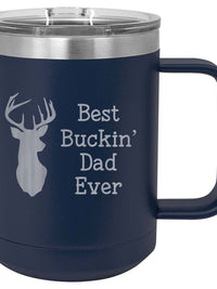 Best Buckin' Dad Ever - Engraved 15oz Navy Polar Camel Mug - Sunny Box