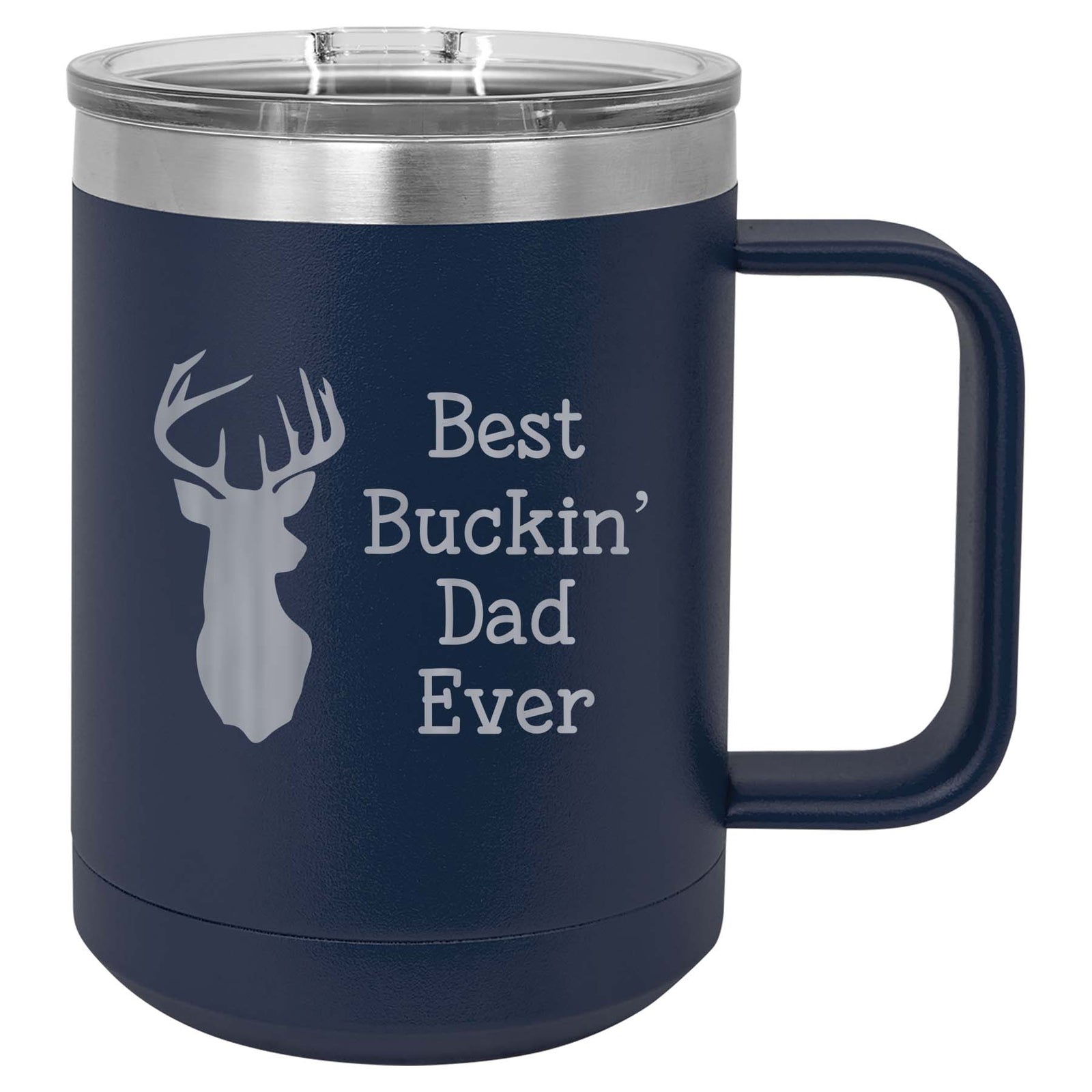 Best Buckin' Dad Ever - Engraved 15oz Navy Polar Camel Mug - Sunny Box