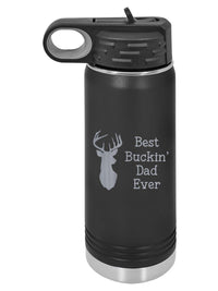 Best Buckin' Dad Ever - Engraved 32oz Black Polar Camel Water Bottle - Sunny Box
