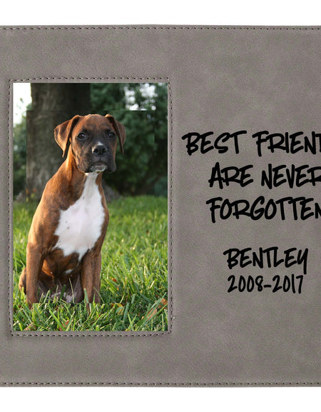 Best Friends Are Never Forgotten - Pet Memorial Personalized Leatherette Frame Gray - Sunny Box