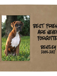 Best Friends Are Never Forgotten - Pet Memorial Personalized Leatherette Frame Light Brown - Sunny Box