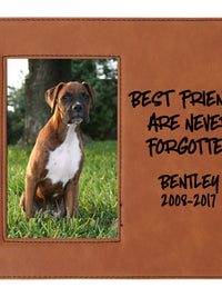 Best Friends Are Never Forgotten - Pet Memorial Personalized Leatherette Frame Rawhide - Sunny Box