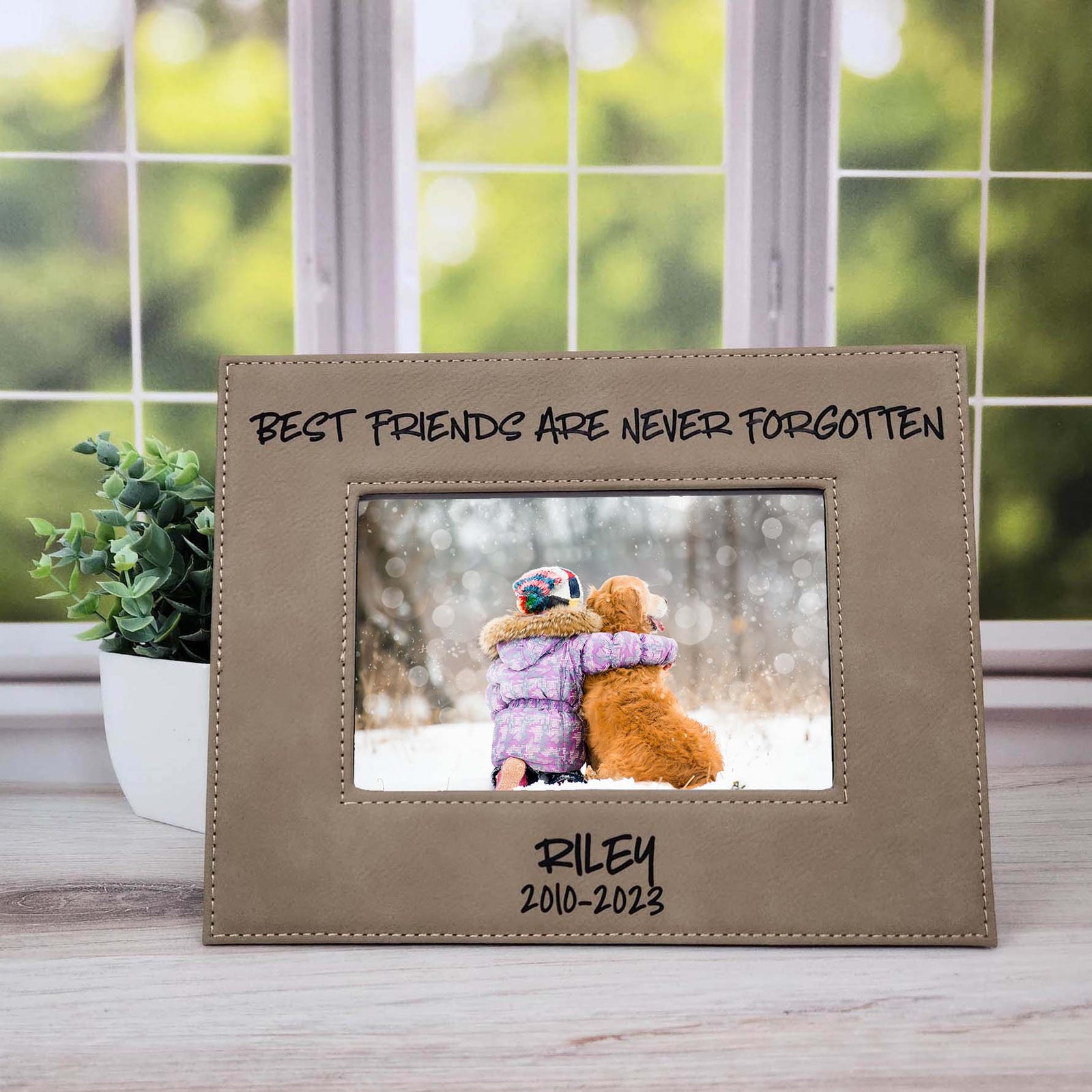 Best Friends Are Never Forgotten - Pet Memorial Leatherette Picture Frame