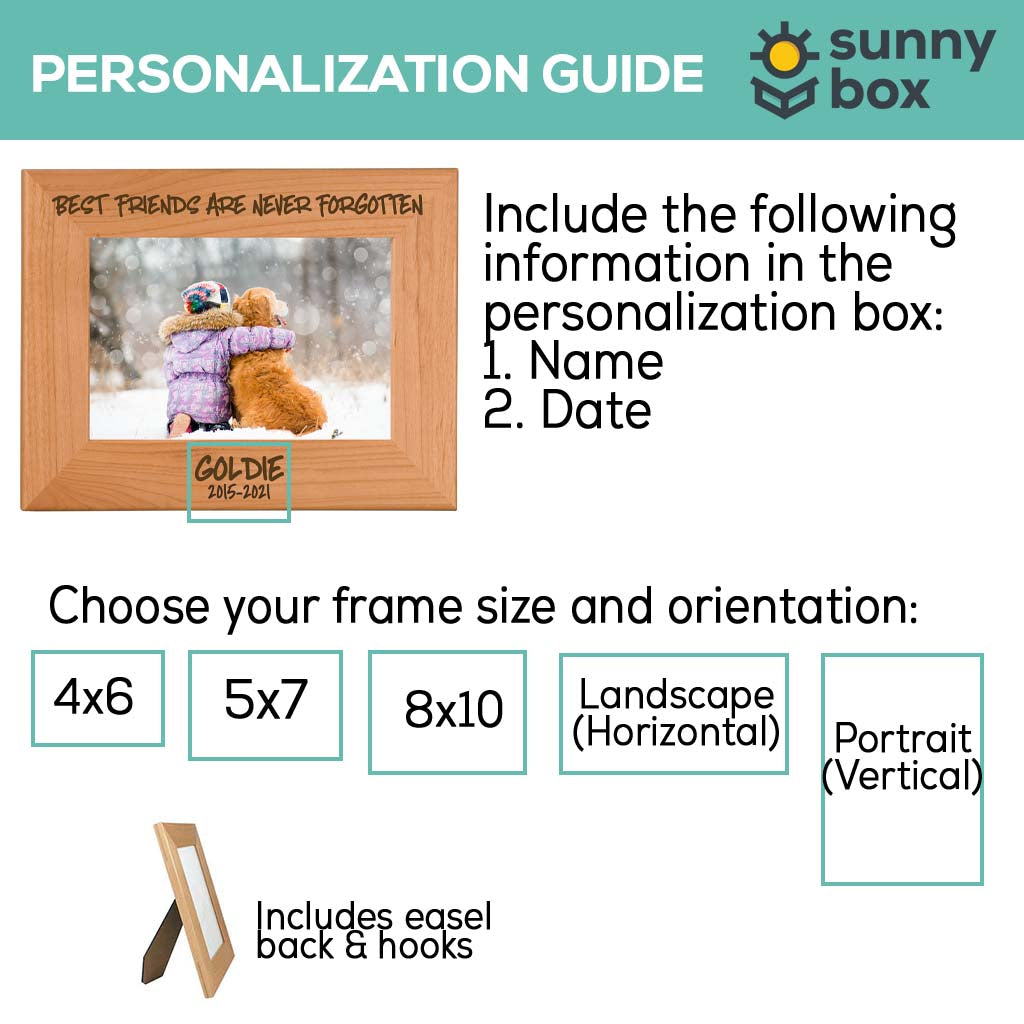 Best Friends Are Never Forgotten - Pet Memorial Personalized Wood Engraved Frame - Sunny Box