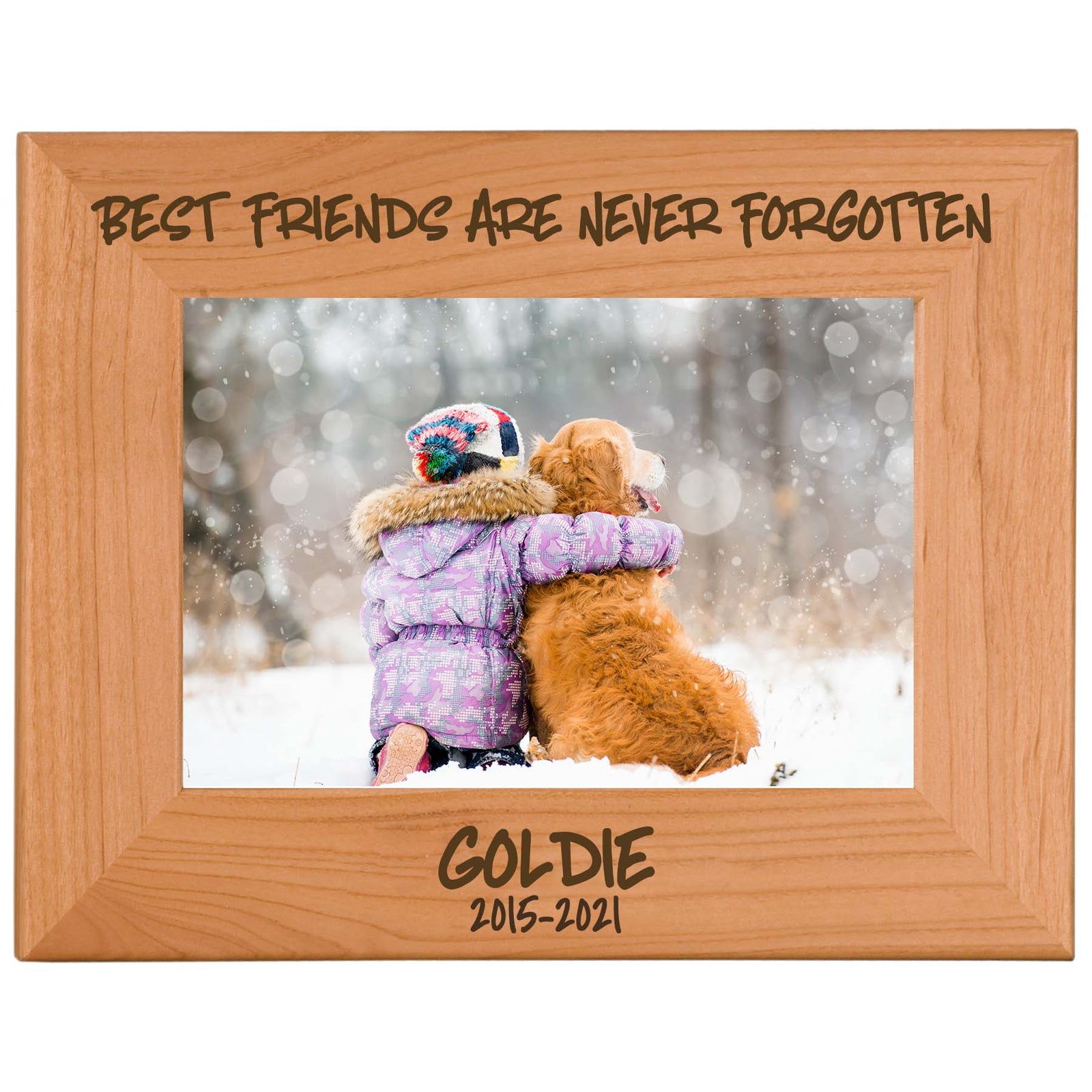 Best Friends Are Never Forgotten - Pet Memorial Personalized Wood Engraved Frame - Sunny Box