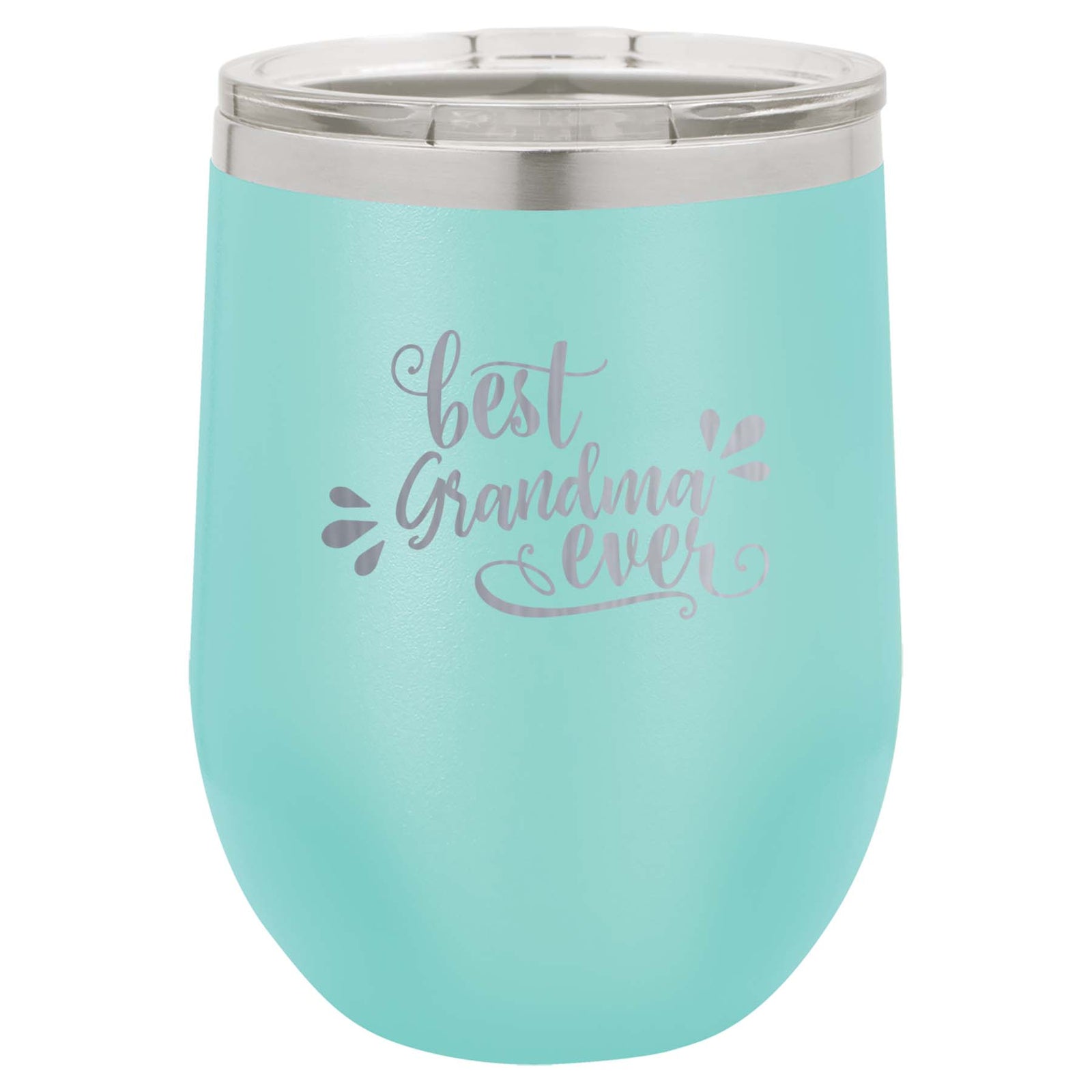 Best Grandma Ever - Engraved 12oz Teal Wine Tumbler Polar Camel Tumbler - Sunny Box