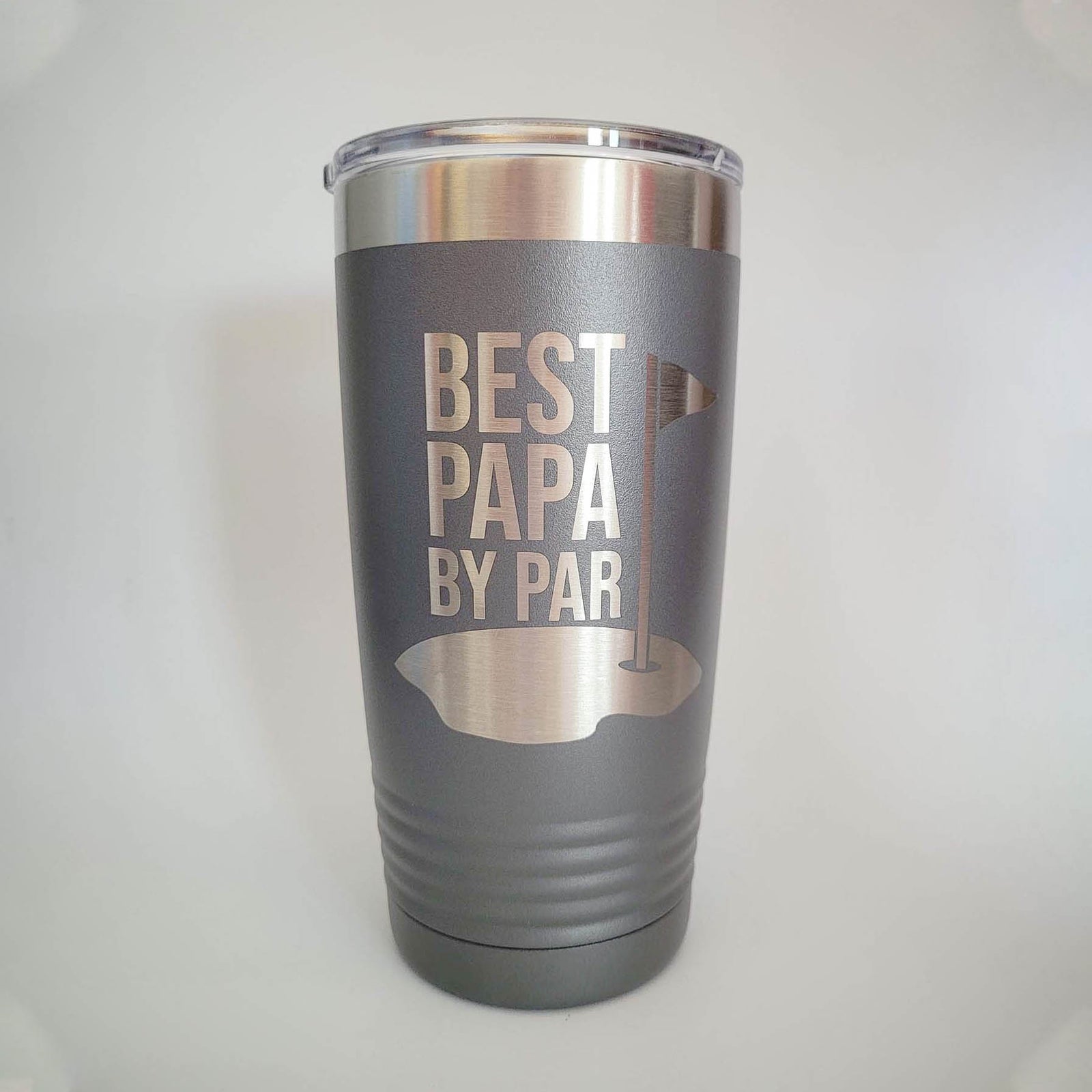 Best Papa By Par - Funny Engraved Golfing Mug 20oz Gray Sunny Box