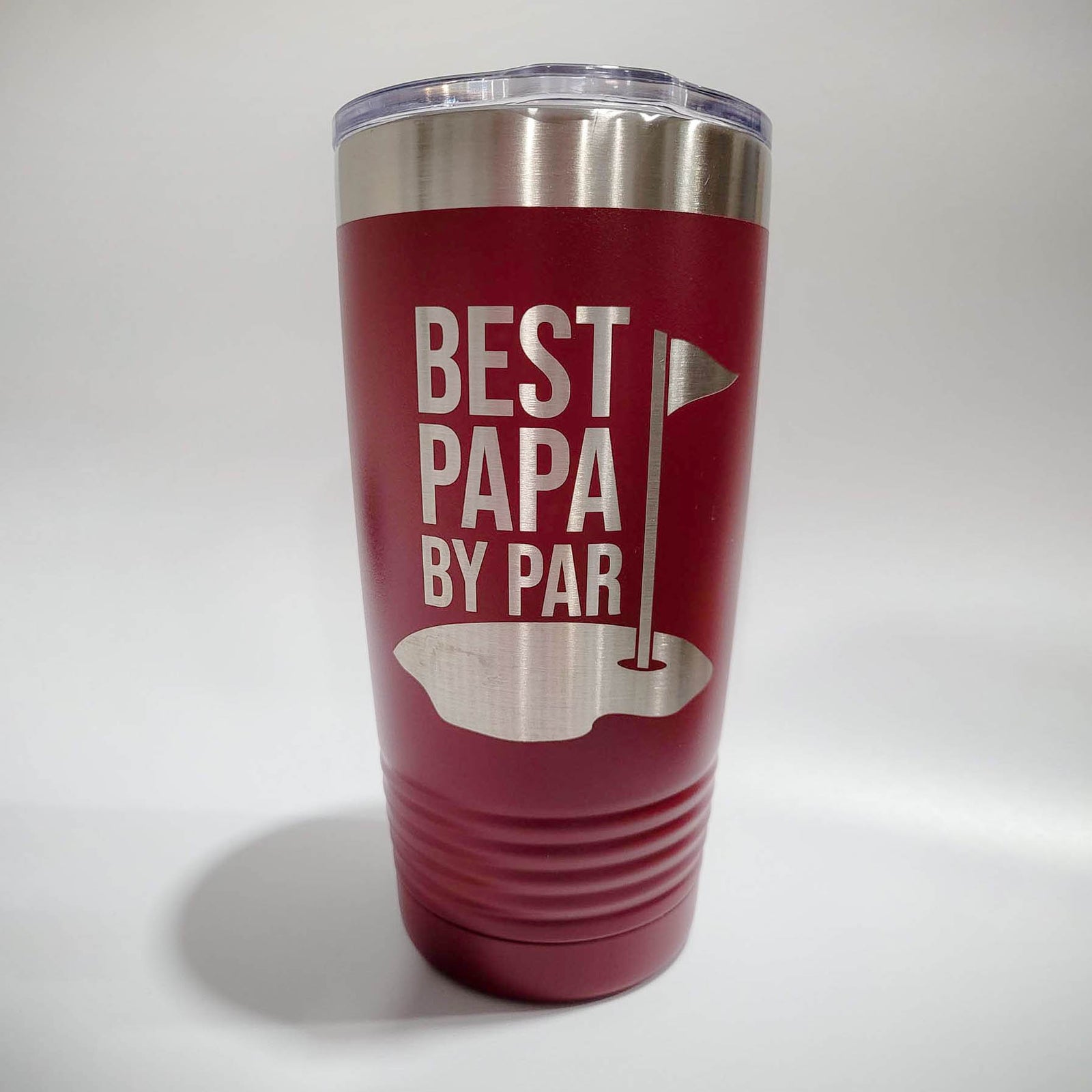 Best Papa By Par - Funny Engraved Golfing Mug 20oz Maroon Sunny Box