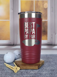Best Papa By Par - Funny Engraved Golfing Mug 20oz Maroon Sunny Box