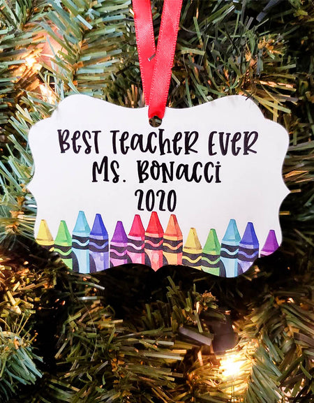Best Teacher Ever - Personalized Ornament - Sunny Box