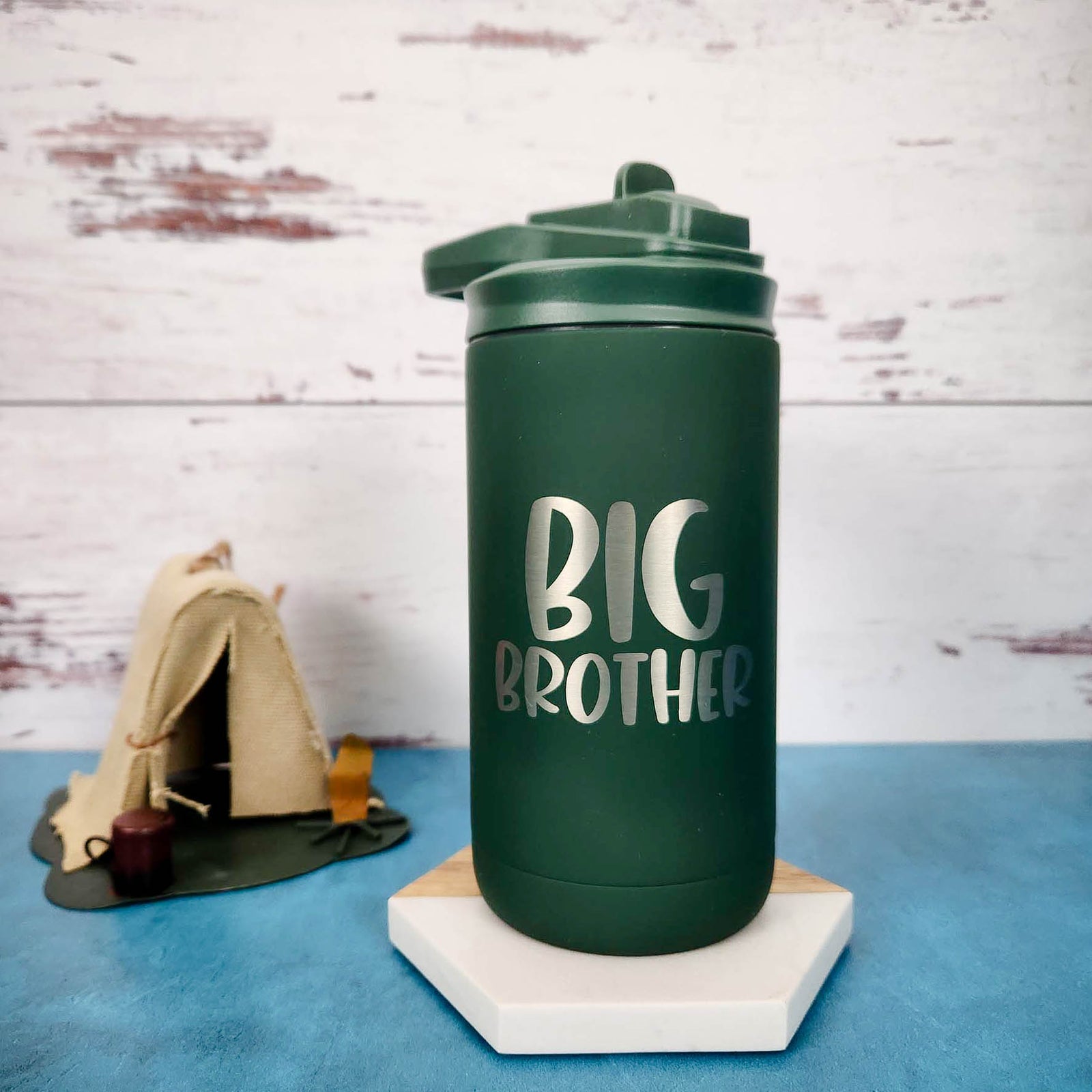 Big Brother Engraved 12oz Water Bottle Pine Green by Sunny Box