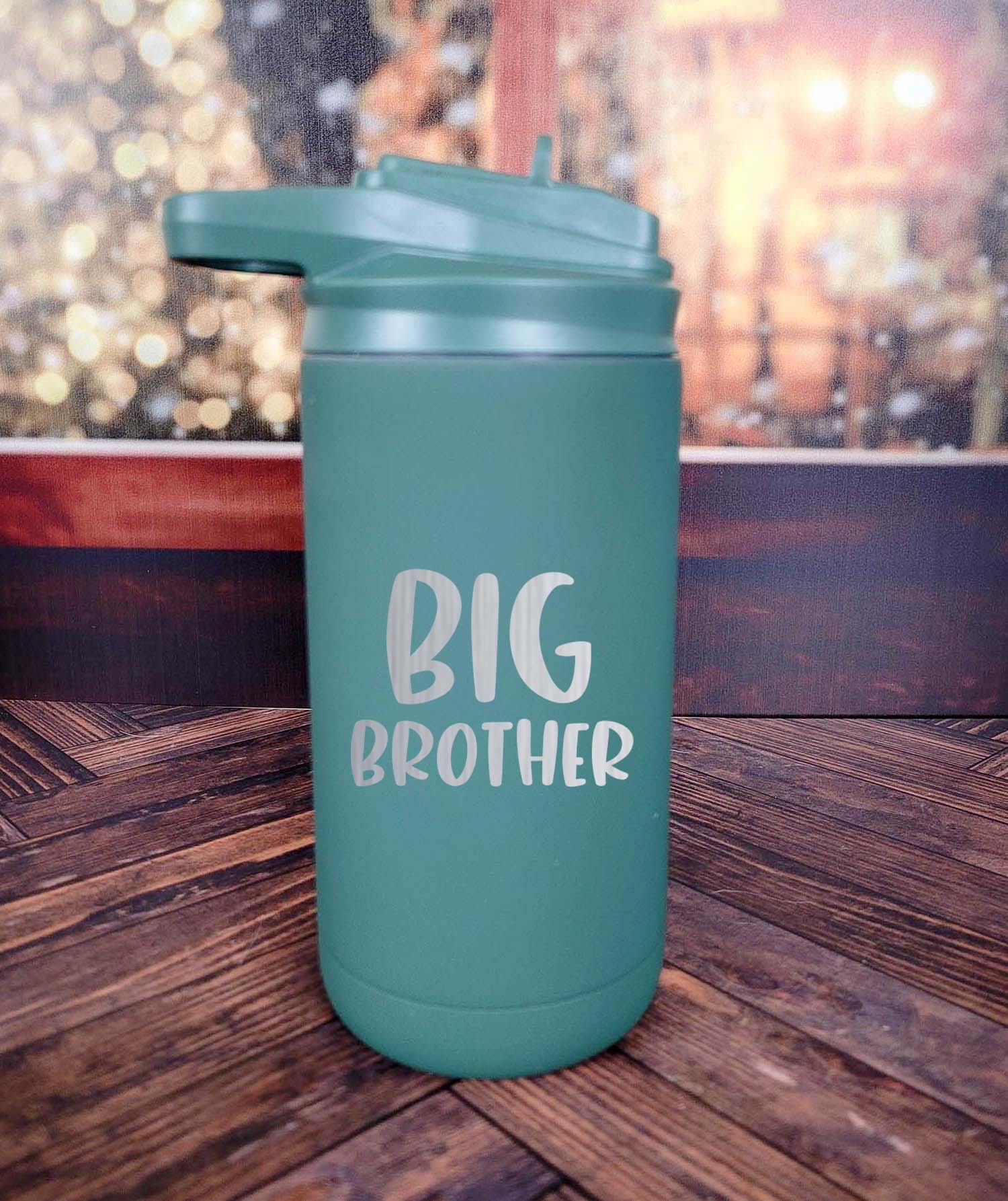 Big Brother Engraved 12oz Water Bottle Pine Green by Sunny Box