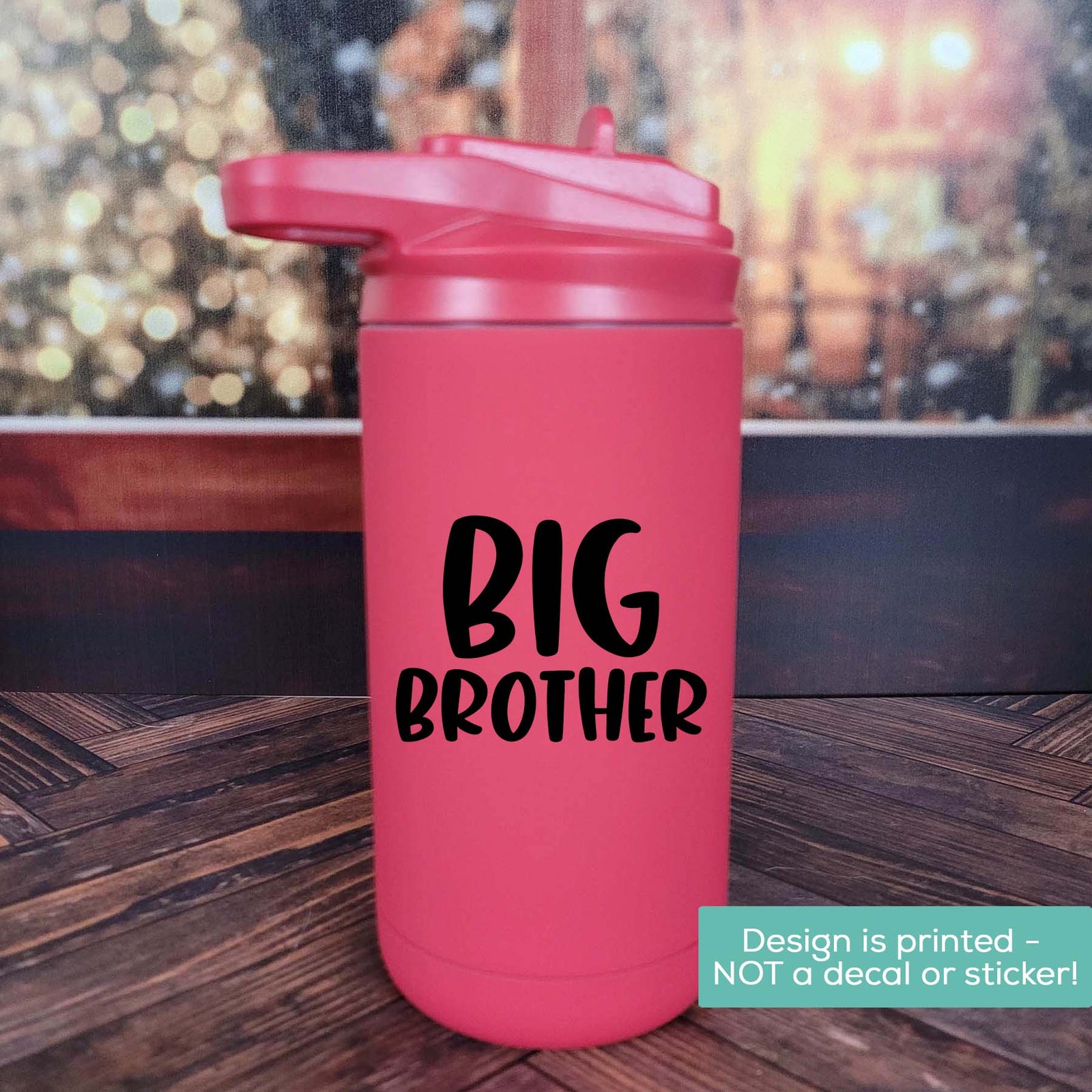 Big Brother Custom Printed 12oz Maars Red Matte Water Bottle by Sunny Box