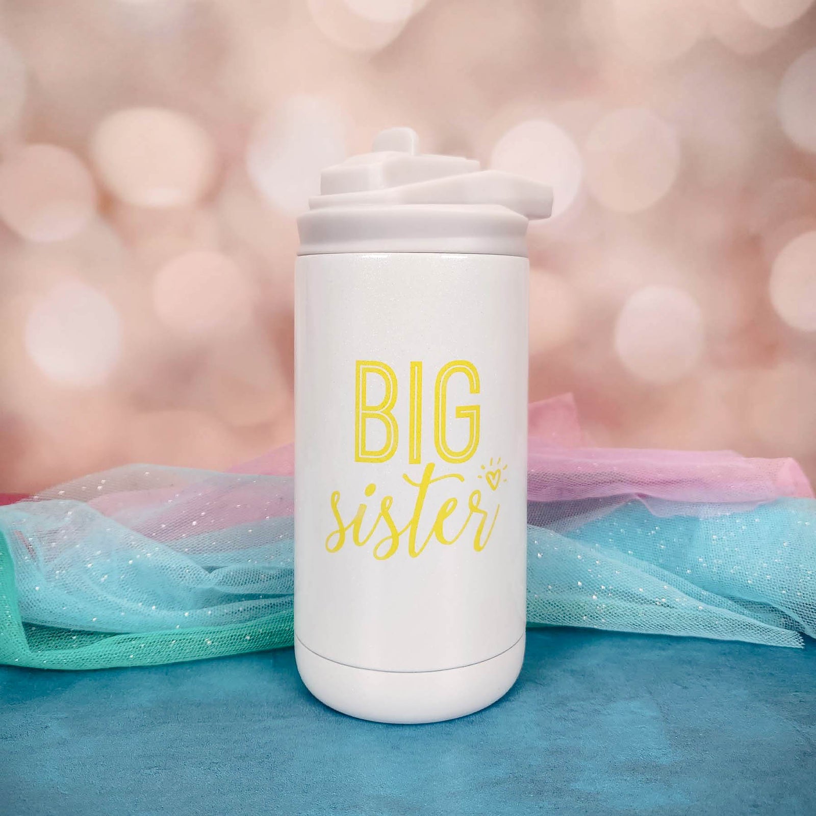 Big Sister Printed 12oz Water Bottle Moonrock Glitter by Sunny Box