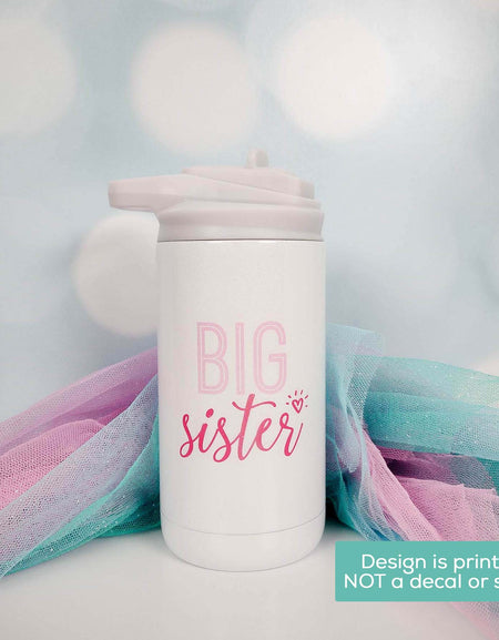 Big Sister Printed 12oz Water Bottle Moonrock Glitter by Sunny Box