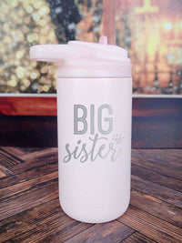 Big Sister Engraved 12oz Water Bottle Blush Pink by Sunny Box