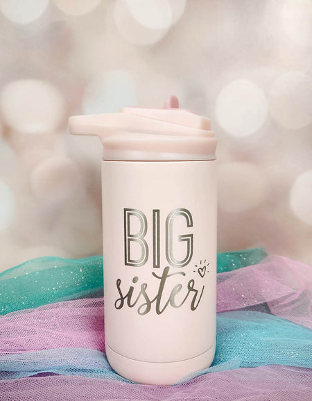 Big Sister Engraved 12oz Water Bottle Blush Matte by Sunny Box