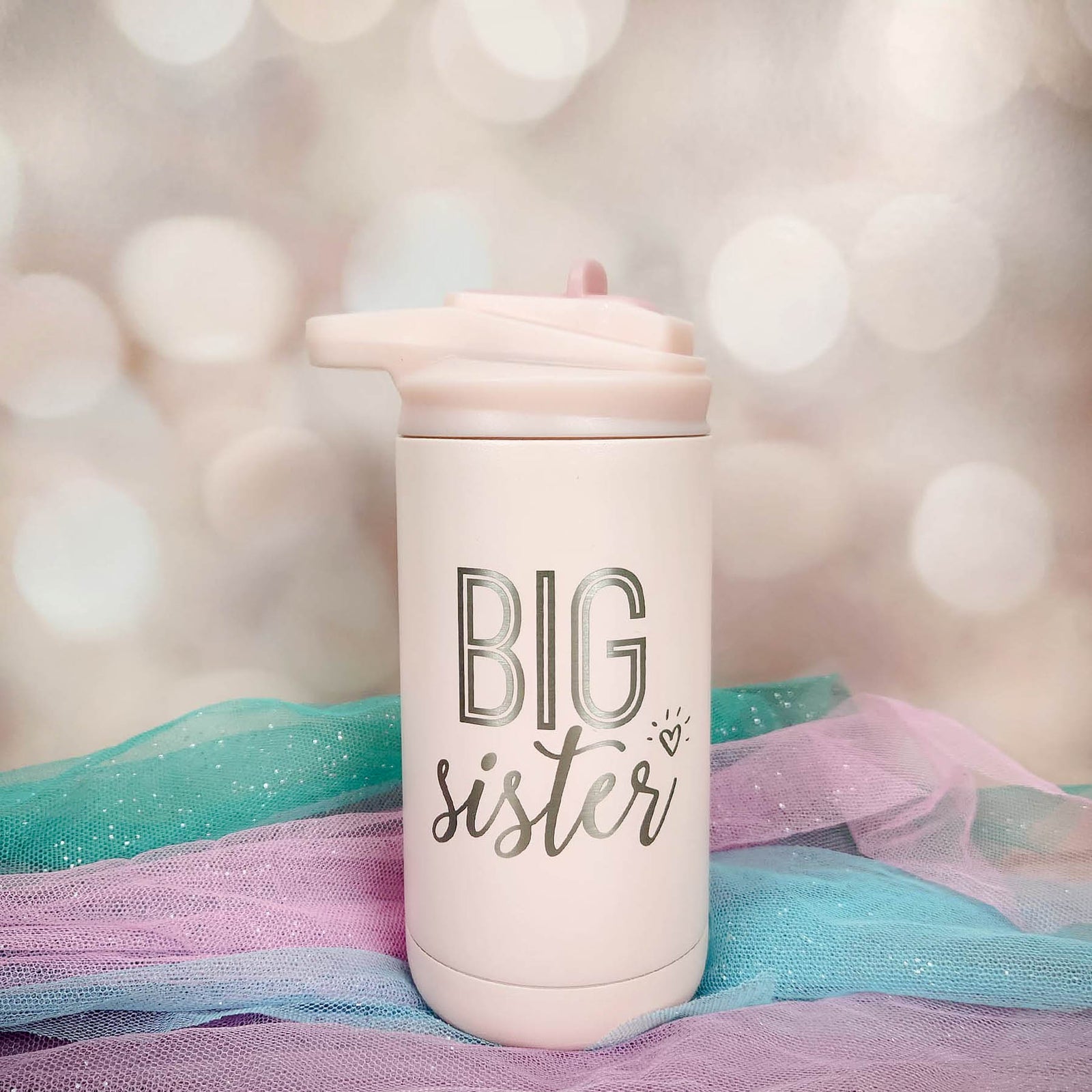 Big Sister Engraved 12oz Water Bottle Blush Matte by Sunny Box