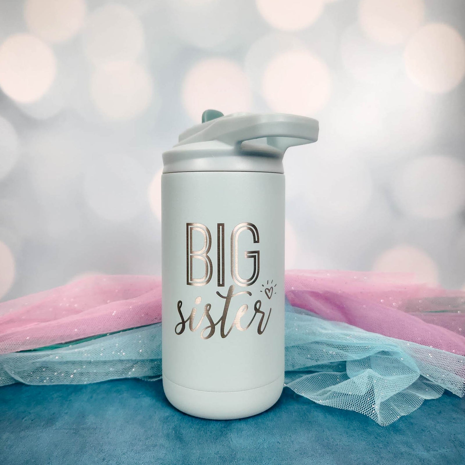 Big Sister Engraved 12oz Water Bottle Seaglass Matte by Sunny Box