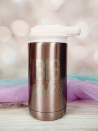 Big Sister Engraved 12oz Water Bottle Rose Gold Glitter by Sunny Box