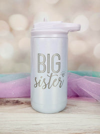 Big Sister Engraved 12oz Water Bottle Magic Mist Glitter by Sunny Box