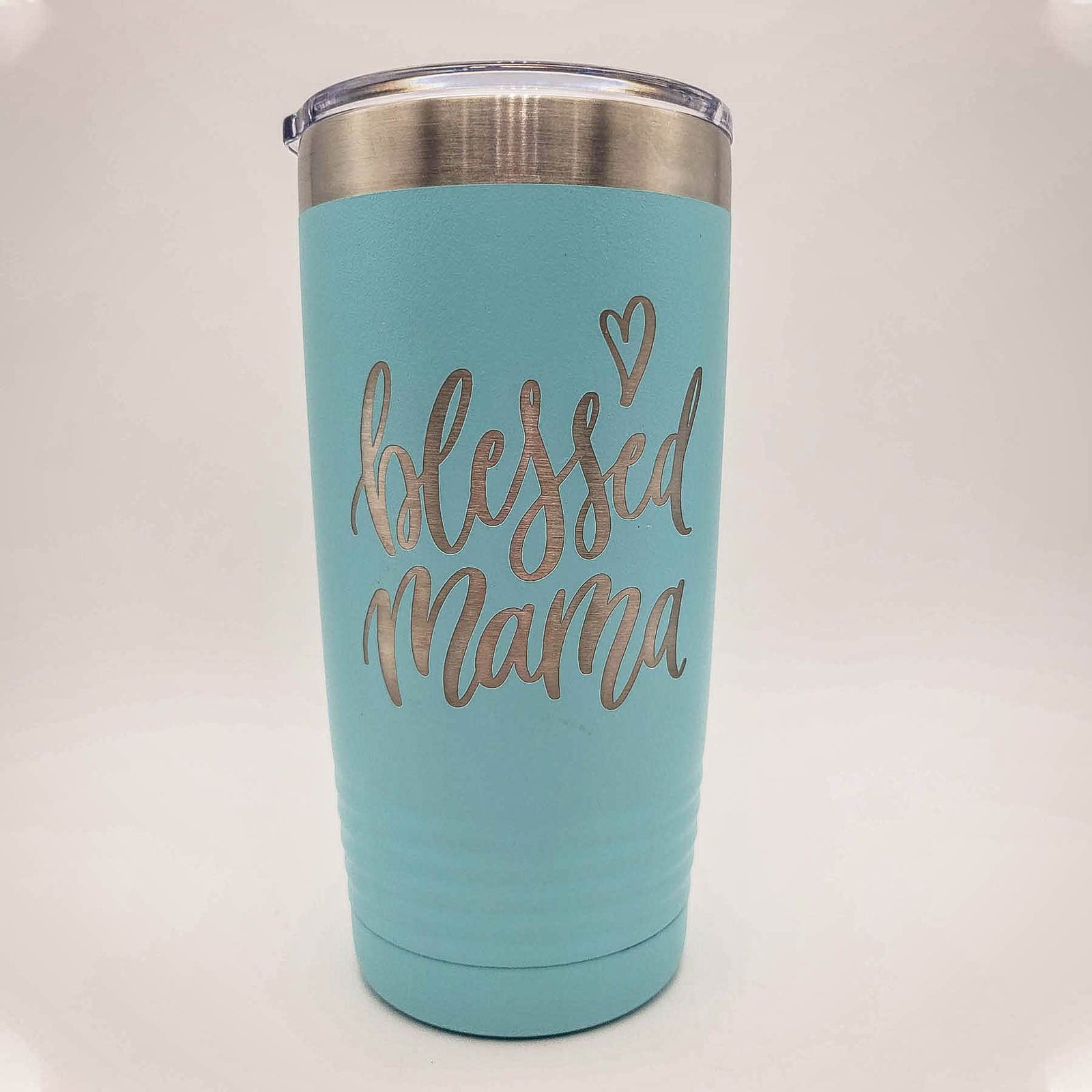 Blessed Mama Engraved Polar Camel Tumbler Light Blue 20oz Sunny Box