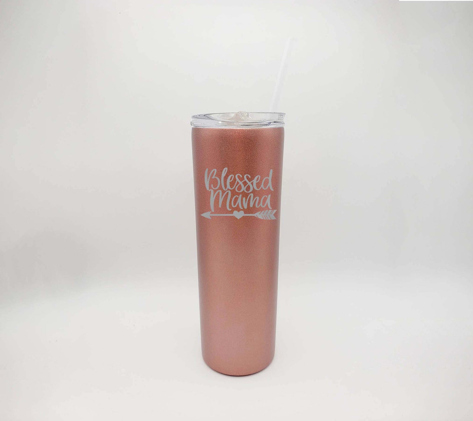 Blessed Mama - Engraved 20oz Skinny Tumbler Rose Gold - Sunny Box