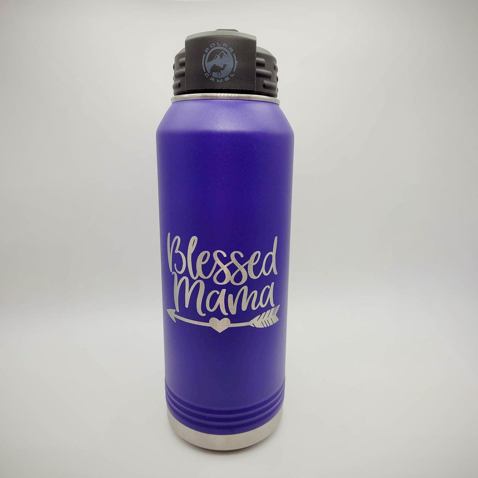 Blessed Mama Engraved Polar Camel 32oz Purple Water Bottle - Sunny Box
