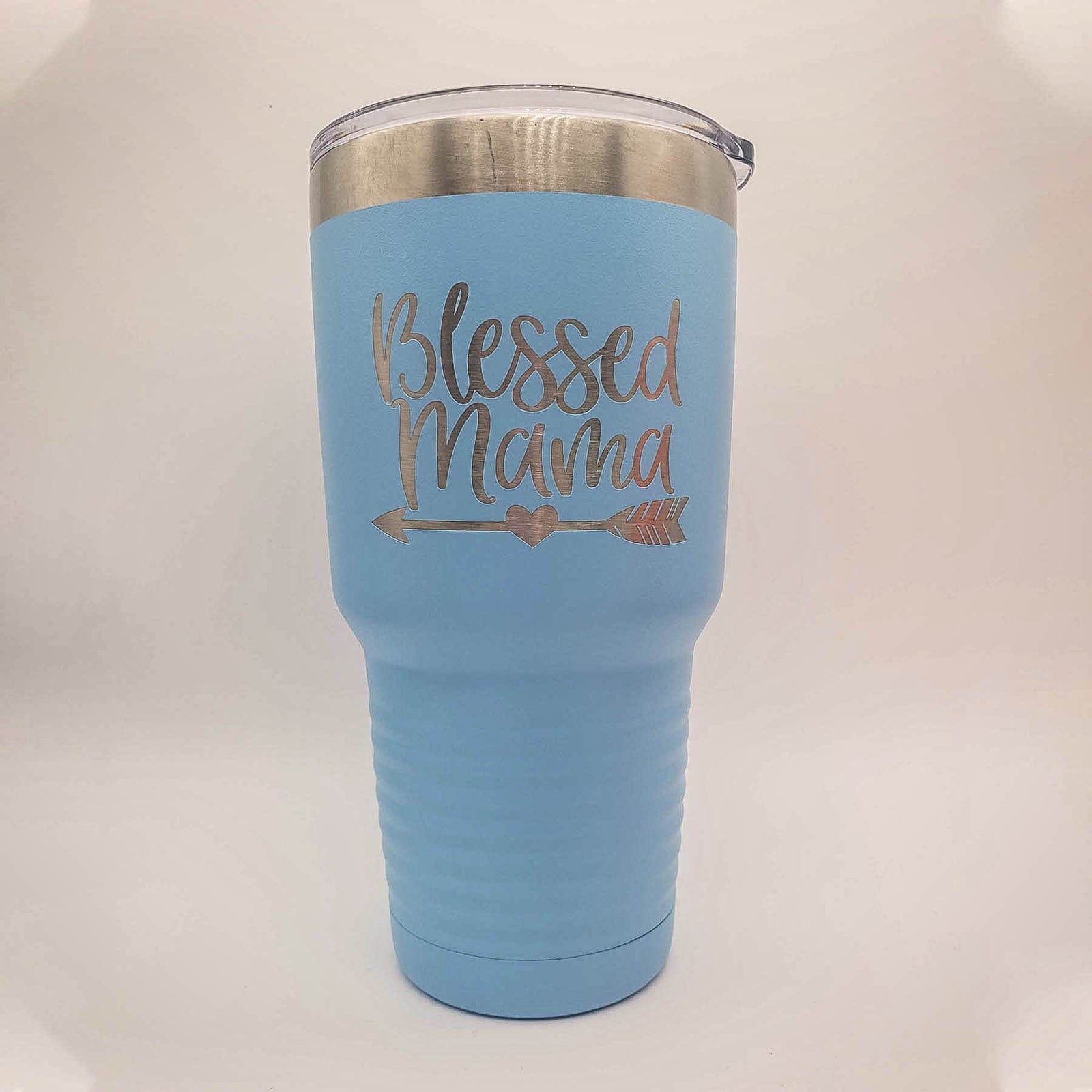 Blessed Mama Engraved Polar Camel Tumbler 30oz Light Blue Sunny Box