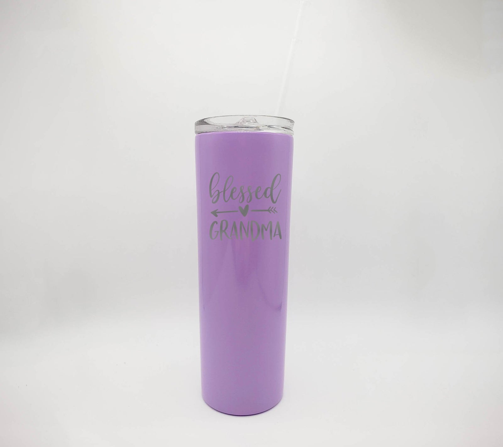 Blessed Grandma - Engraved 20oz Purple Skinny Tumbler - Sunny Box