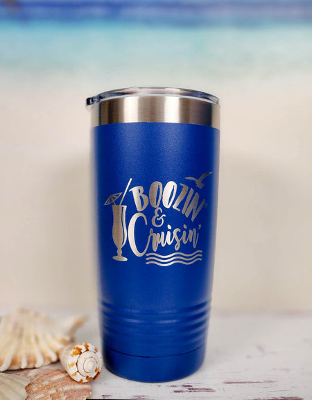 Boozin and Cruisin Engraved 20oz Blue Polar Camel Tumbler - Sunny Box