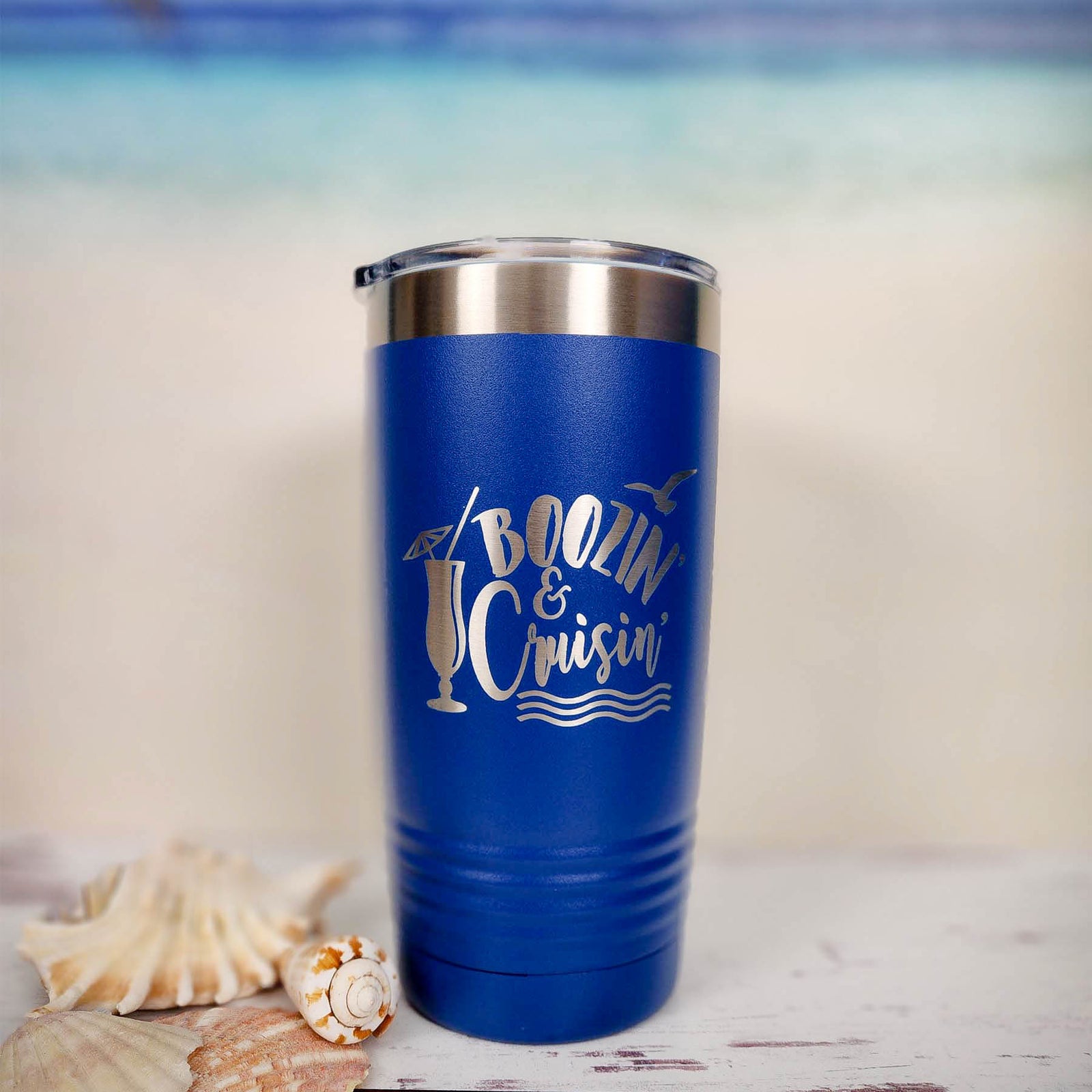 Boozin and Cruisin Engraved 20oz Blue Polar Camel Tumbler - Sunny Box