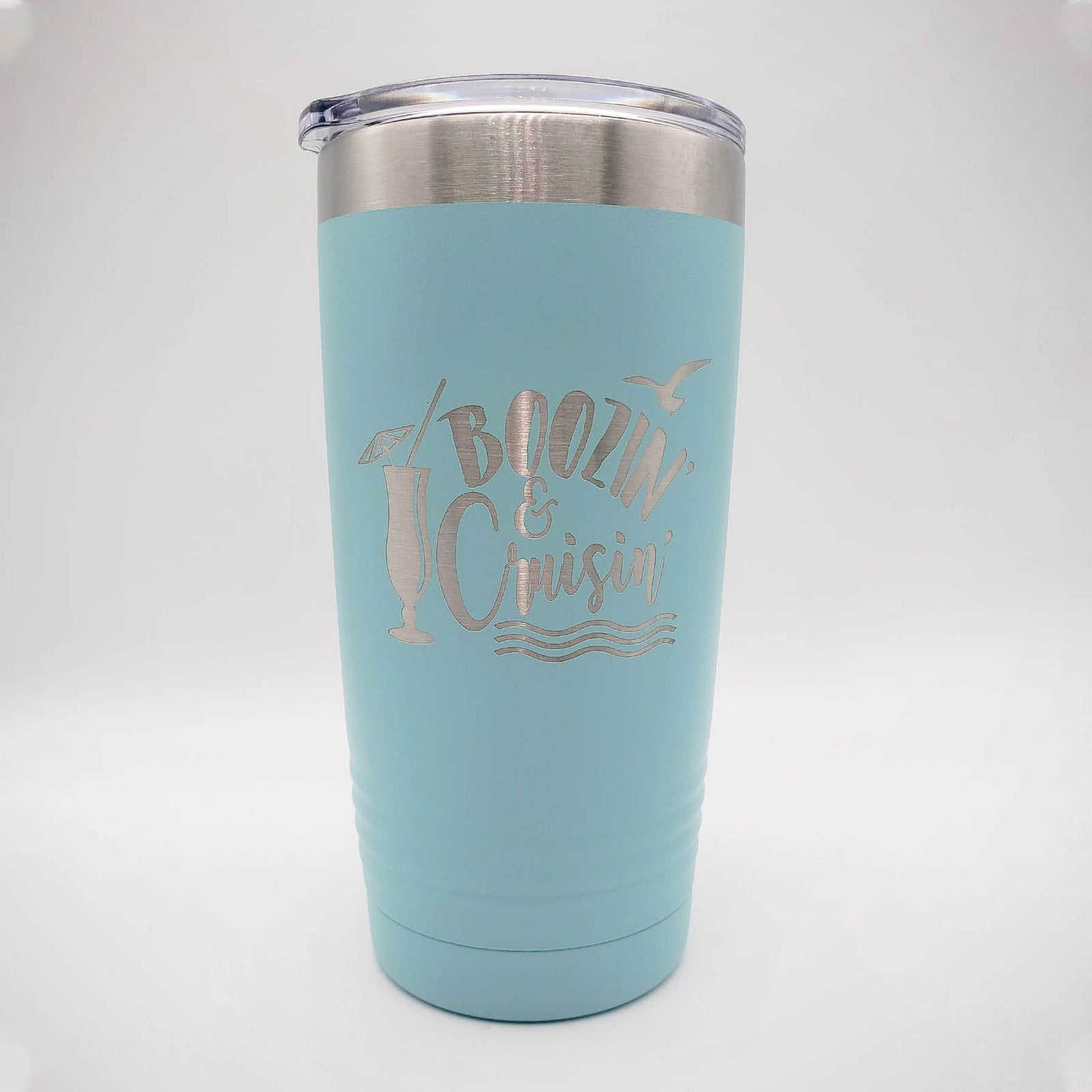 Boozin and Cruisin Engraved 20oz Light Blue Polar Camel Tumbler - Sunny Box