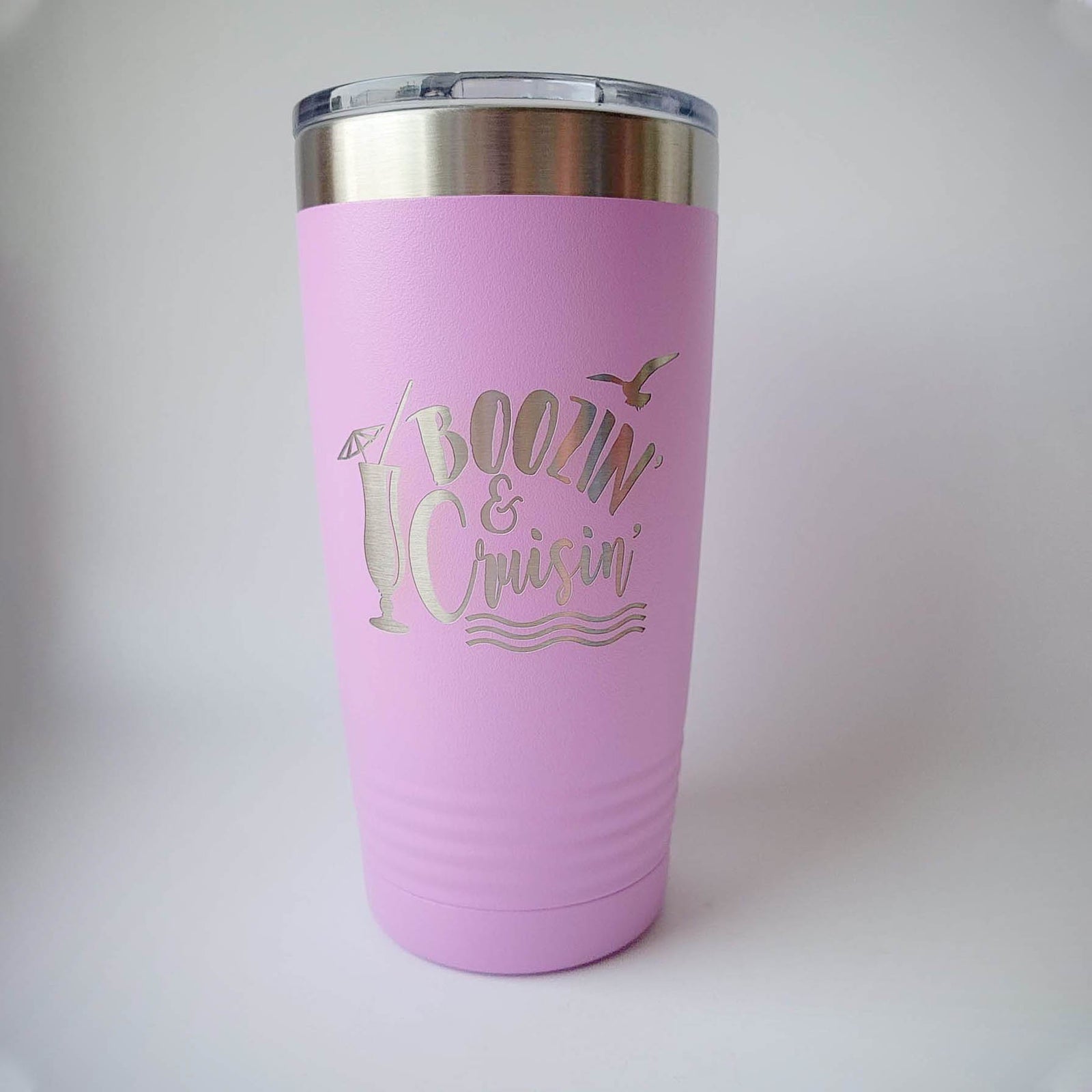 Boozin and Cruisin Engraved 20oz Light Purple Polar Camel Tumbler - Sunny Box