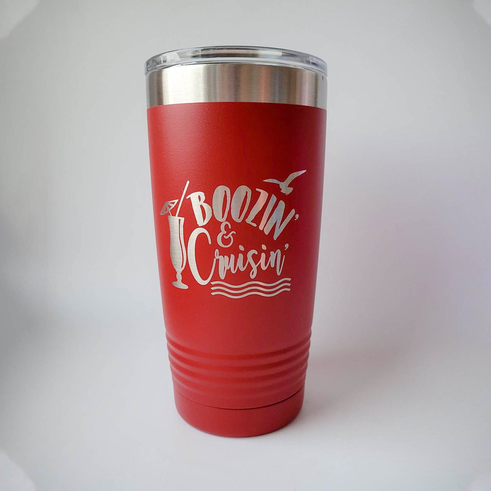 Boozin and Cruisin Engraved 20oz Red Polar Camel Tumbler - Sunny Box