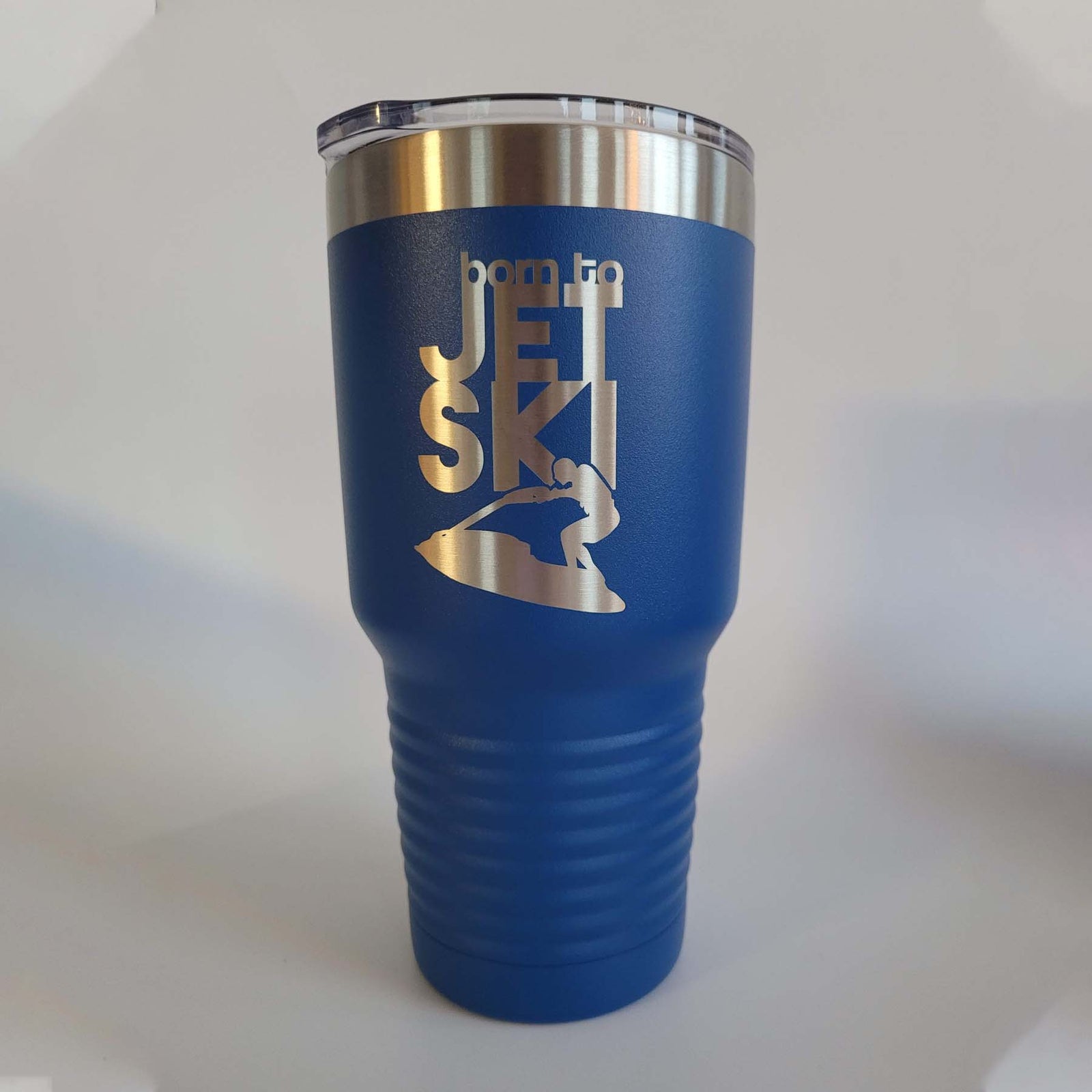 Born to Jet Ski Engraved 30oz Blue tumbler by Sunny Box